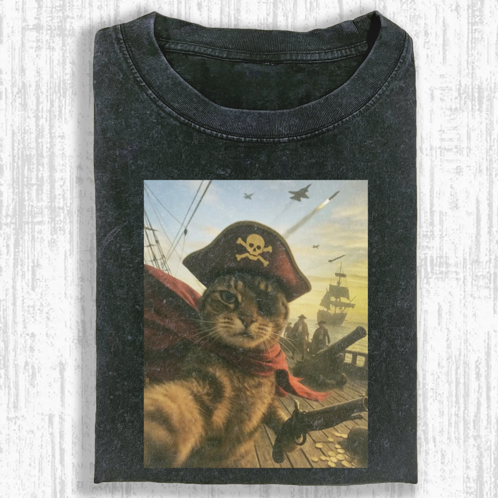 Rebellious cat Washed T-shirt