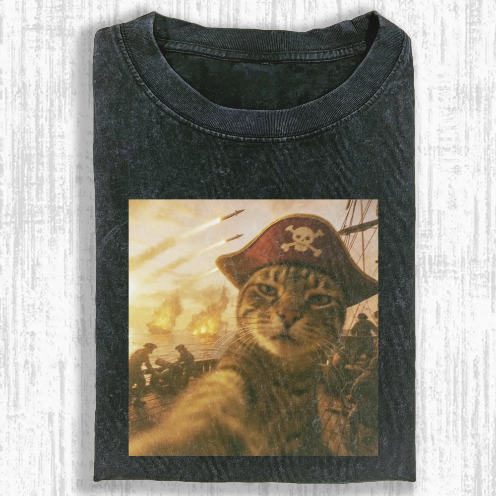 Rebellious cat Washed T-shirt