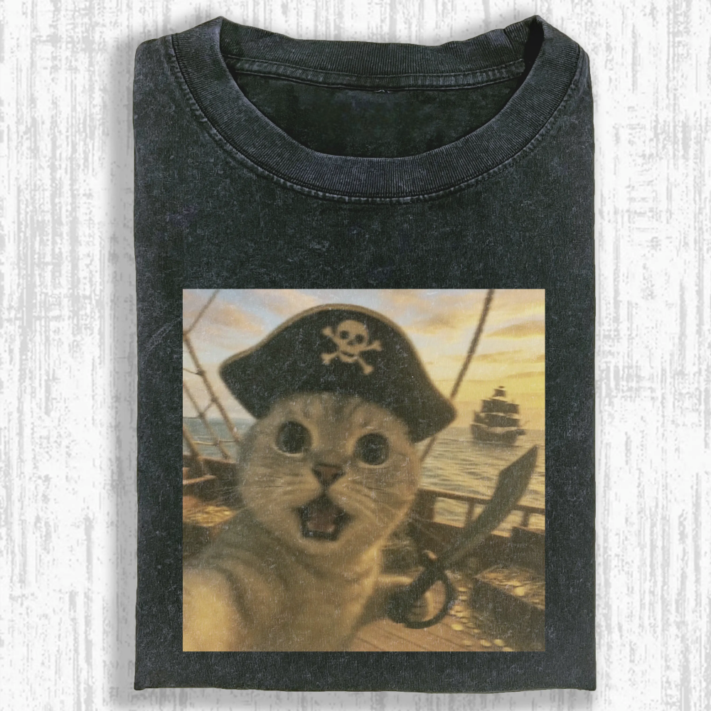 Rebellious cat Washed T-shirt