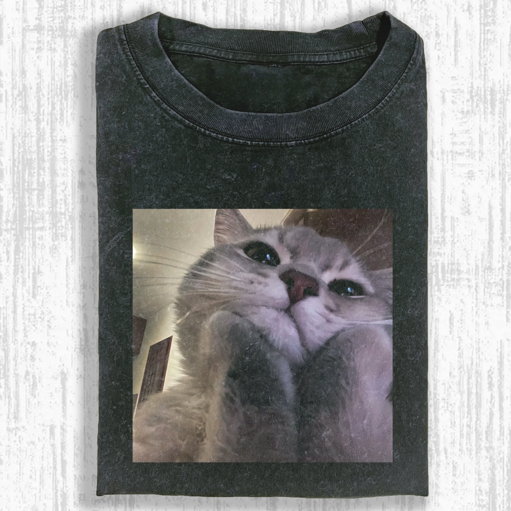 Wacky cat Washed T-shirt