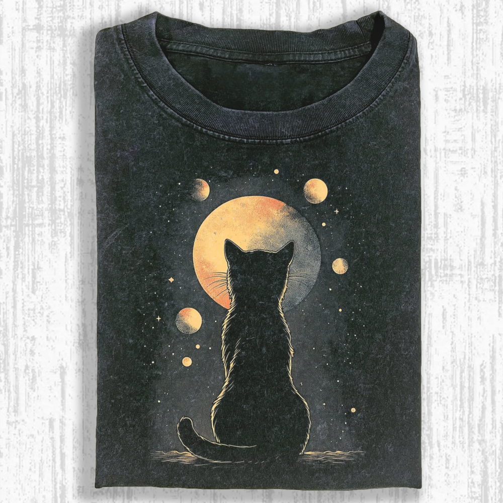 Wacky cat Washed T-shirt