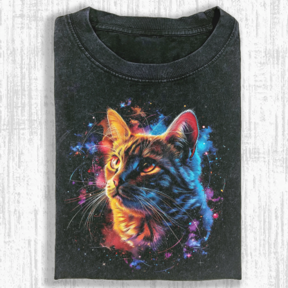 Wacky cat Washed T-shirt