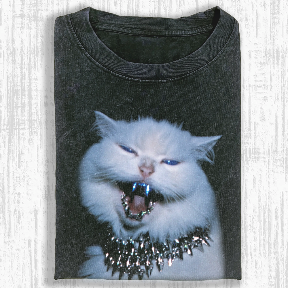 Rebellious cat Washed T-shirt