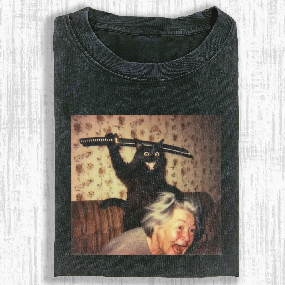 Rebellious cat Washed T-shirt