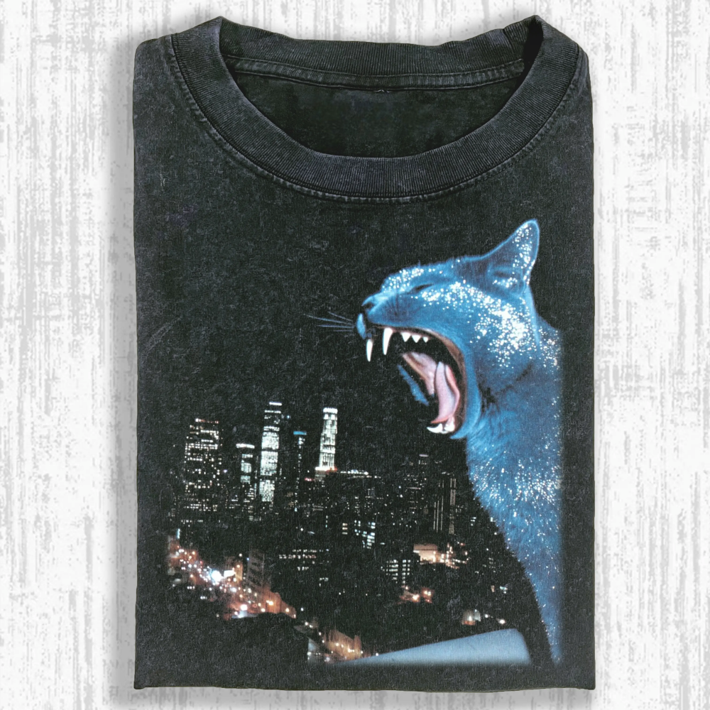 Rebellious cat Washed T-shirt