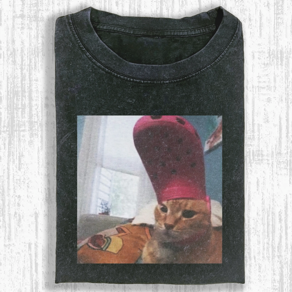 Funny cat Washed T-shirt