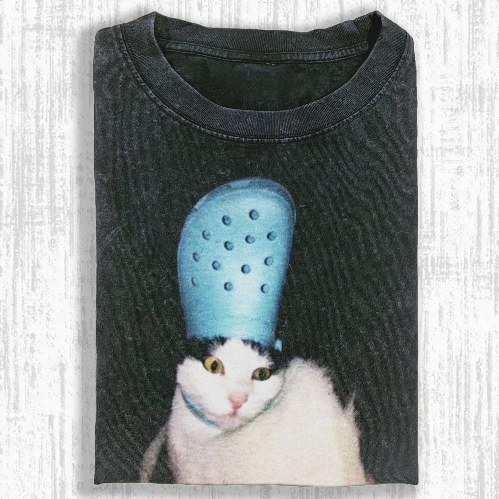 Funny cat Washed T-shirt