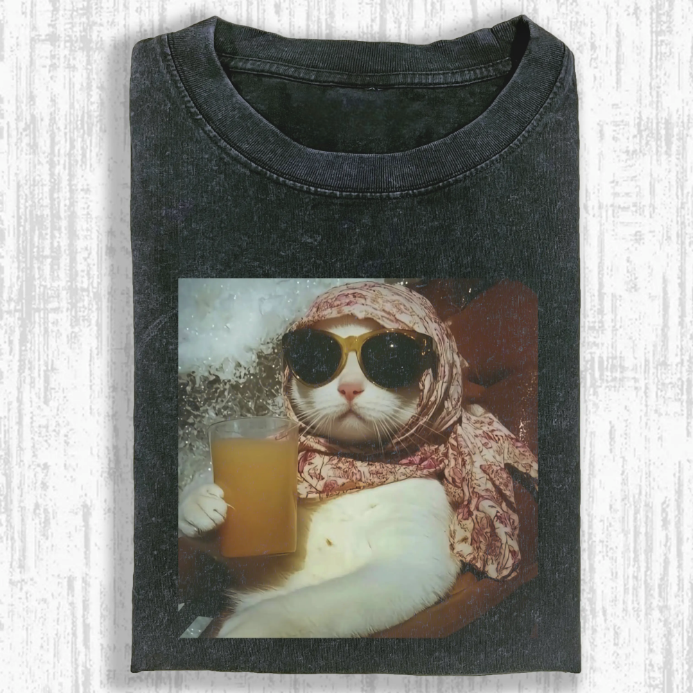 Calm and collected cat Washed T-shirt