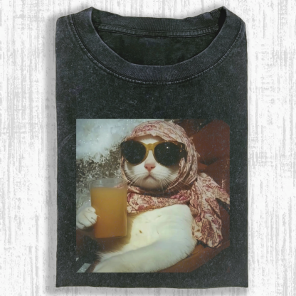Calm and collected cat Washed T-shirt