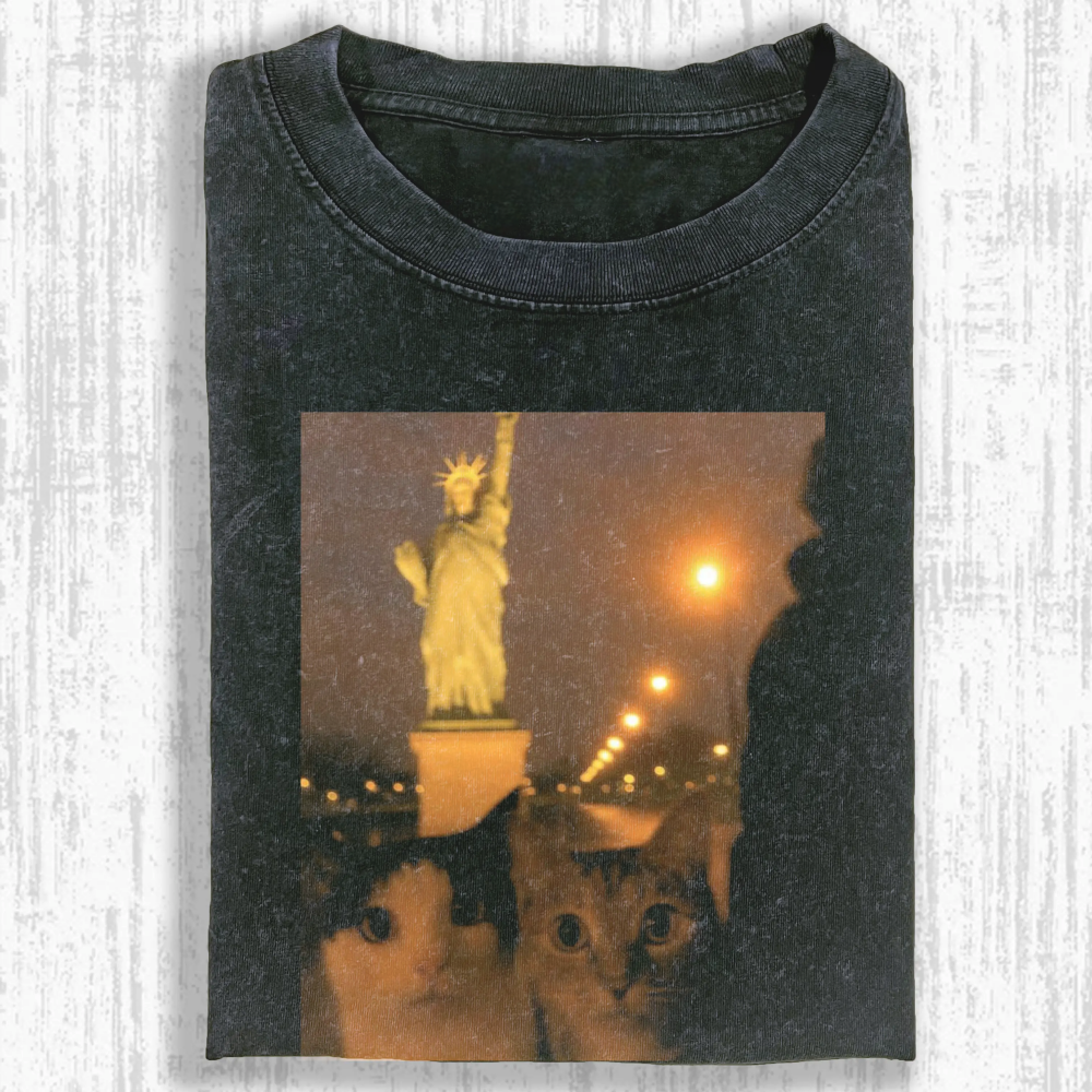 Cat selfie Washed T-shirt