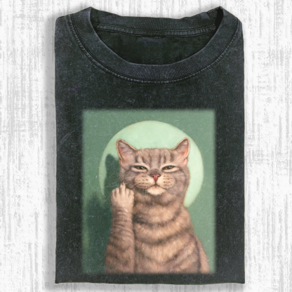 Wacky cat Washed T-shirt