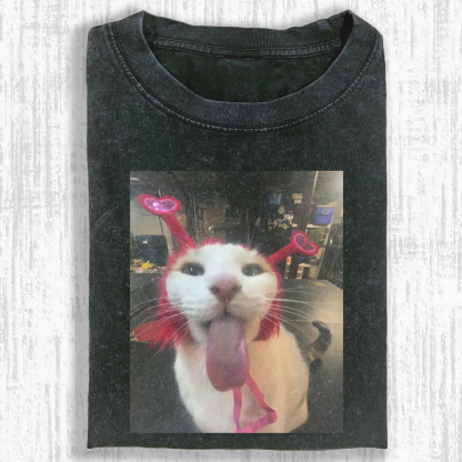 Funny cat Washed T-shirt