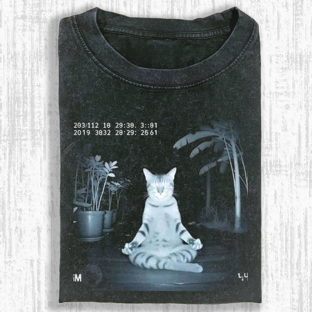 Wacky cat Washed T-shirt