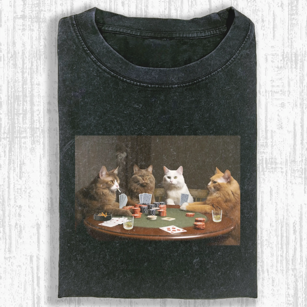 Wacky cat Washed T-shirt