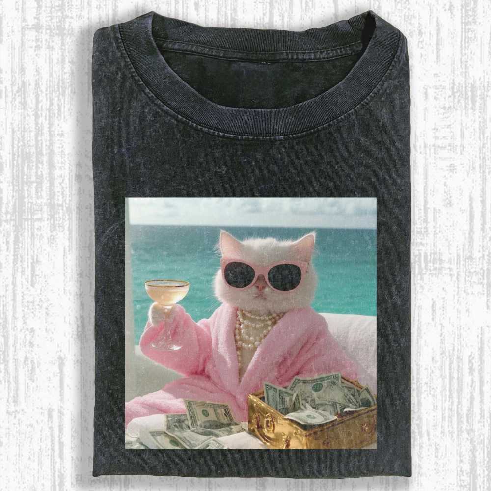 Rich cat Washed T-shirt