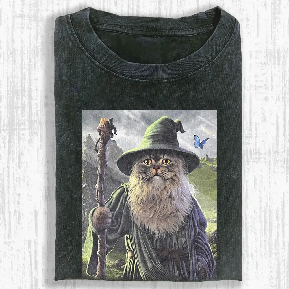 Wizard Cat Sage Washed T-shirt