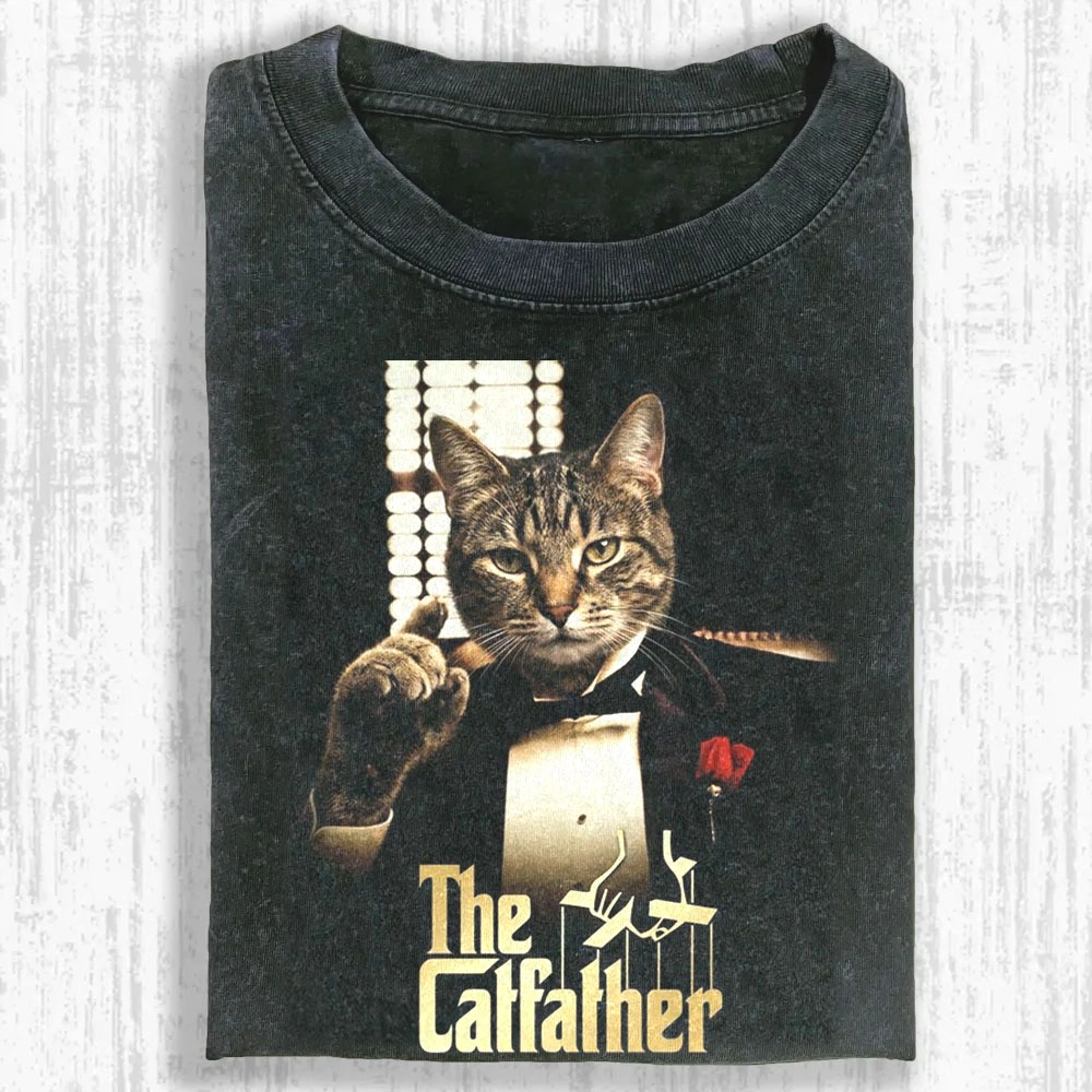 Mafia Cat Don Washed T-shirt