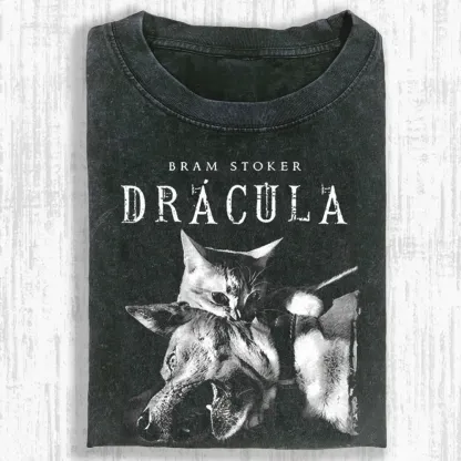 Cat Dracula Vampire Kitten Washed T-shirt