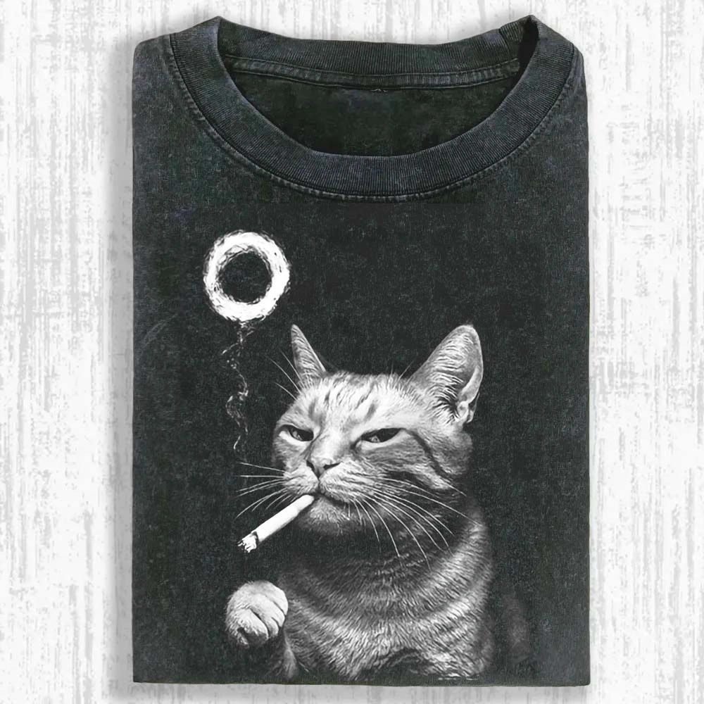 Judgy Cat Smoking Washed T-shirt