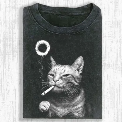 Judgy Cat Smoking Washed T-shirt