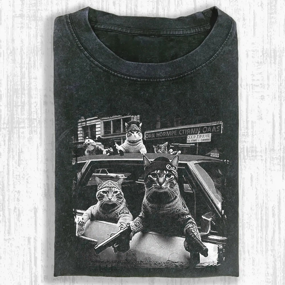 Whiskered Street Warriors Washed T-shirt