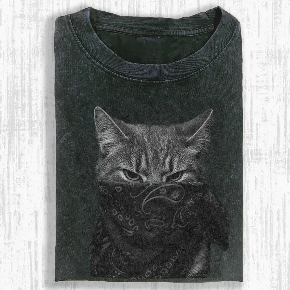 Mystic Feline Veil Washed T-shirt