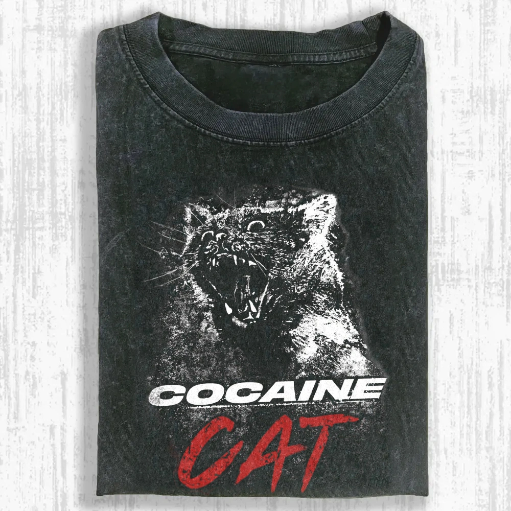 Unhinged Cat Washed T-shirt