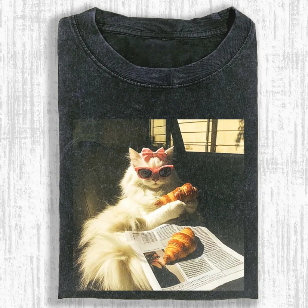Funny cat Washed T-shirt