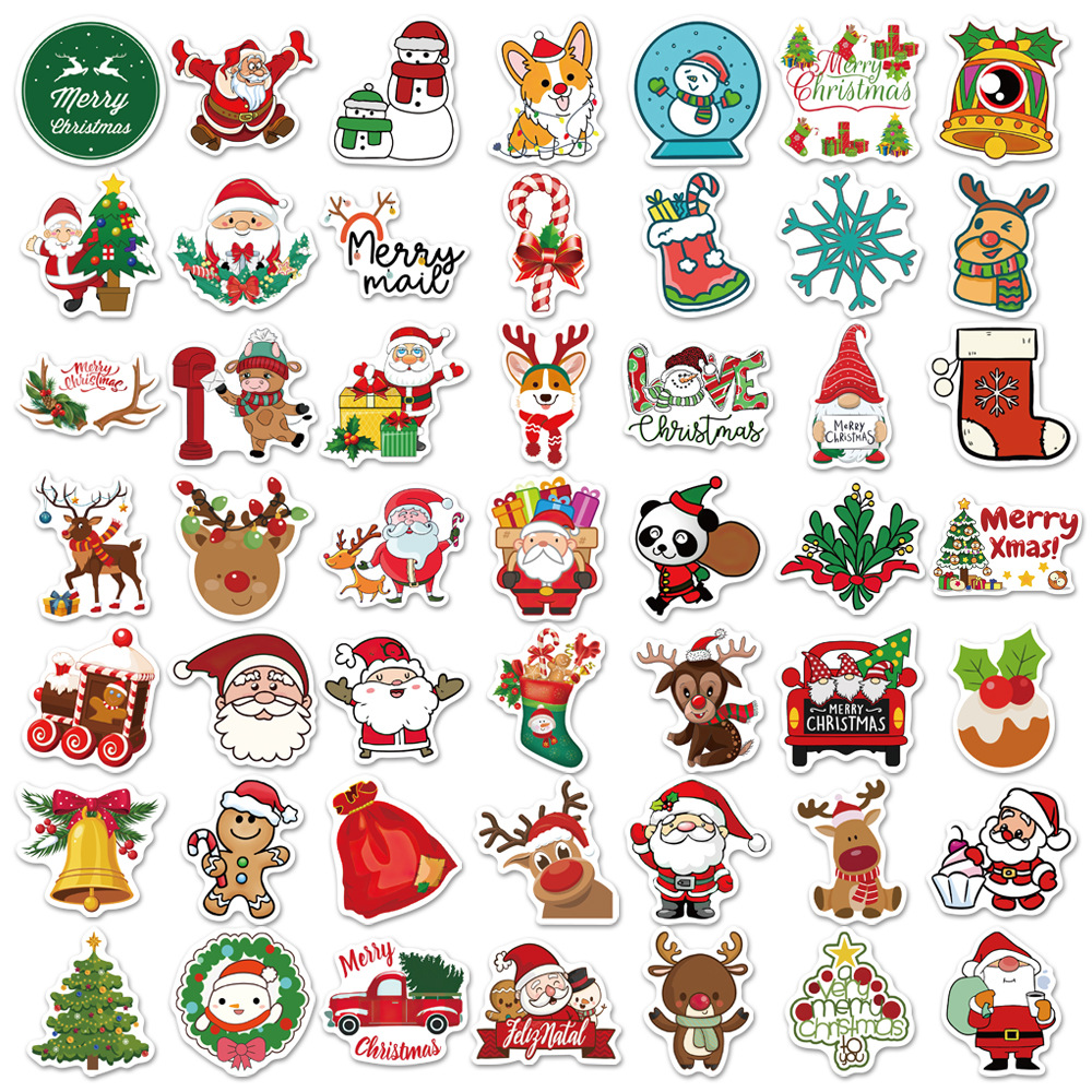 Cartoon Christmas Stickers – 50pcs