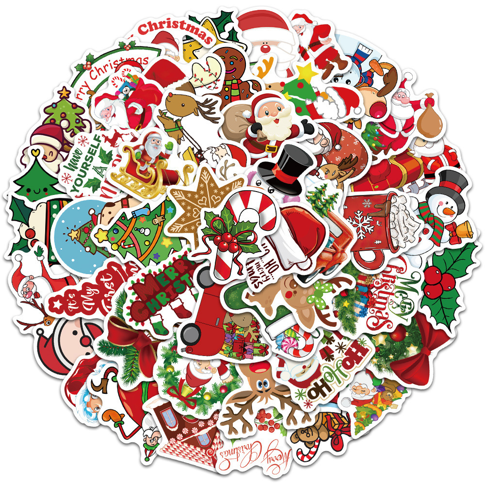 Santa Claus and Reindeer Stickers – 50pcs