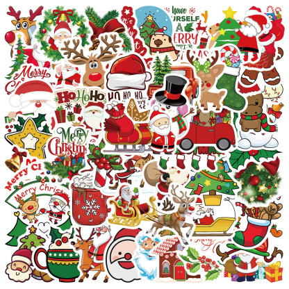Santa Claus and Reindeer Stickers – 50pcs