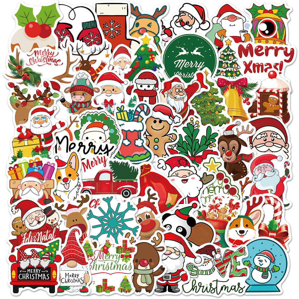 Cartoon Christmas Stickers – 50pcs