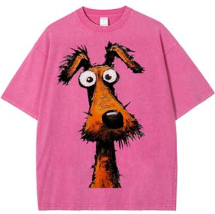 Cute Dog Art Print Dog Lover Washed T-shirt