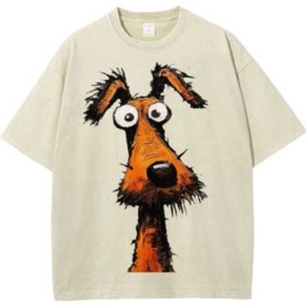 Cute Dog Art Print Dog Lover Washed T-shirt