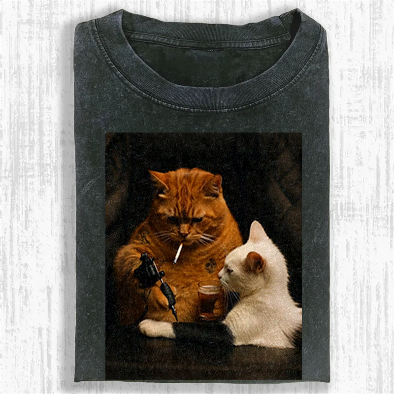 Tattoo Kitty Washed T-shirt