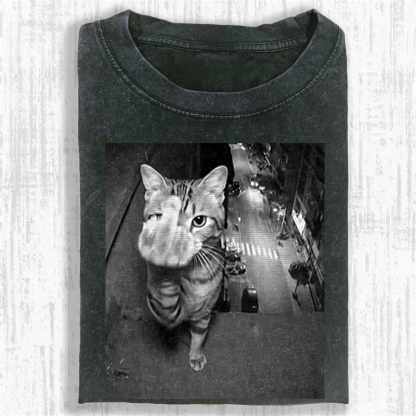 Surveillance Kitty Washed T-shirt