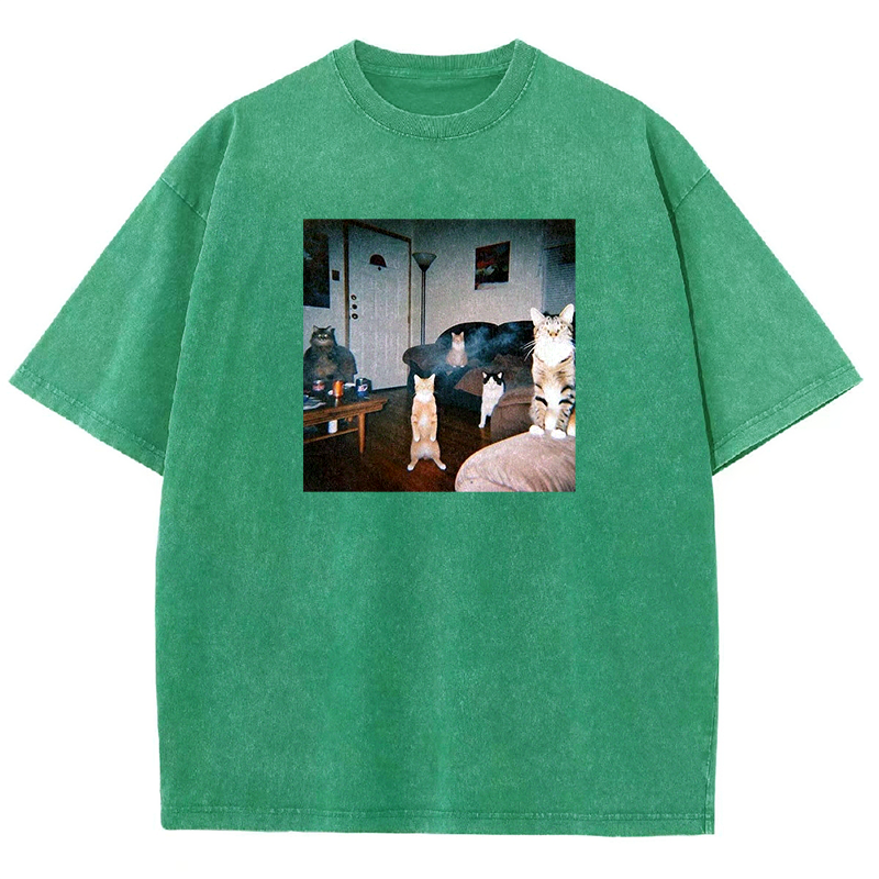 Midnight Moggy Meetup Washed T-shirt