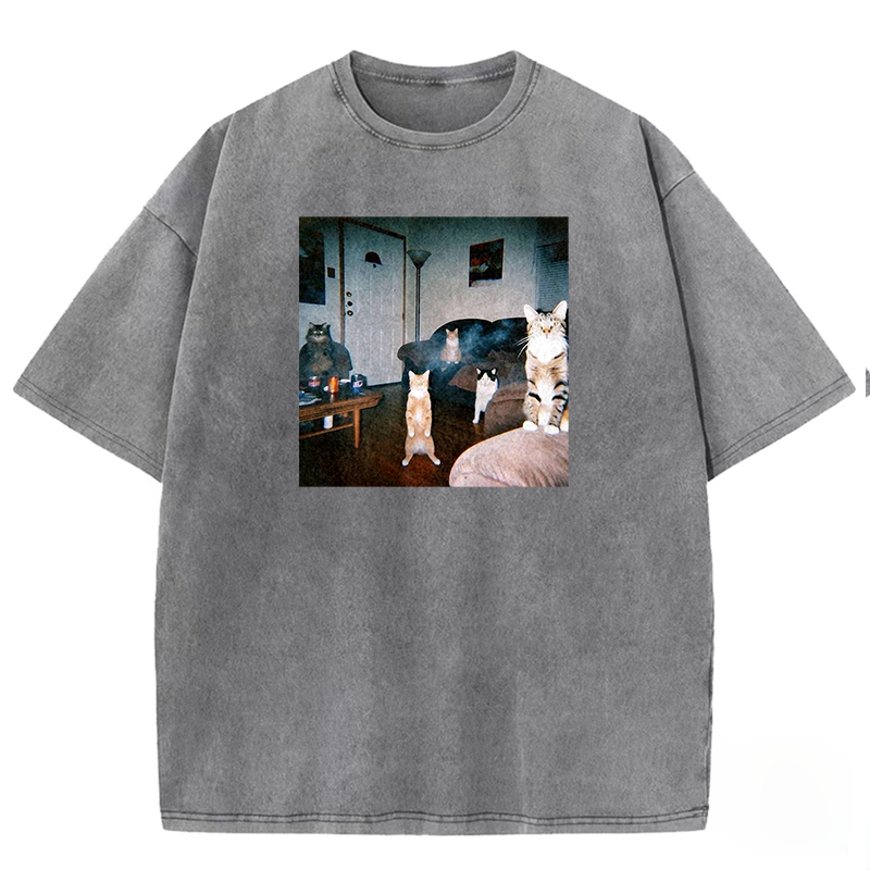 Midnight Moggy Meetup Washed T-shirt