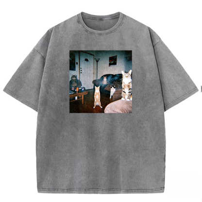 Midnight Moggy Meetup Washed T-shirt