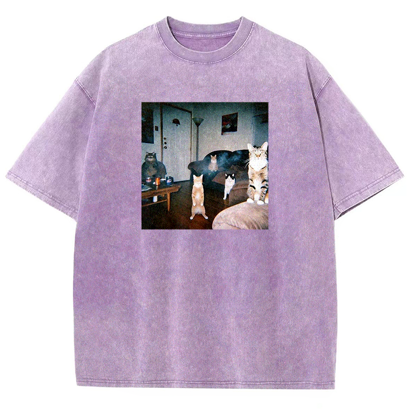 Midnight Moggy Meetup Washed T-shirt