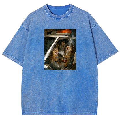 Party Patrol Cats Washed T-shirt