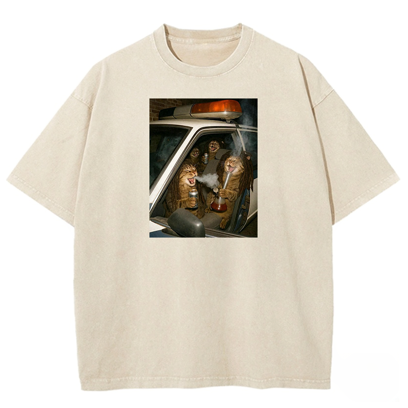 Party Patrol Cats Washed T-shirt