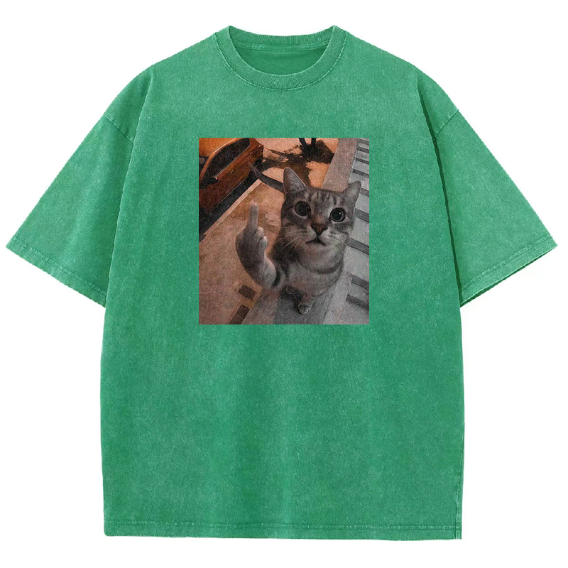 Middle Finger Moggie Washed T-shirt