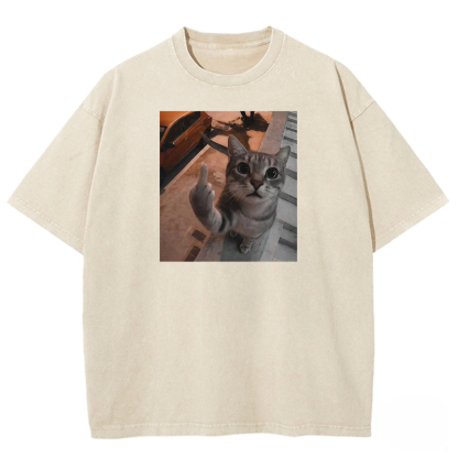 Middle Finger Moggie Washed T-shirt