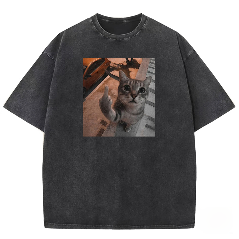 Middle Finger Moggie Washed T-shirt
