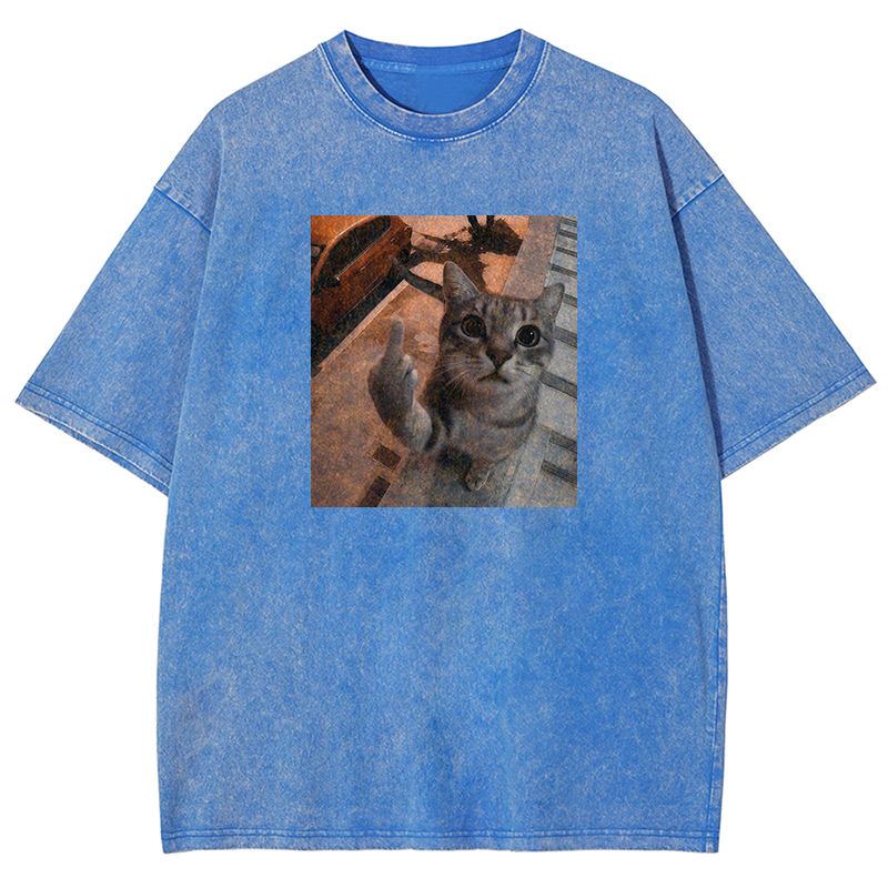 Middle Finger Moggie Washed T-shirt