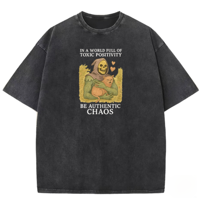 Toxic Positivity Cat Washed T-shirt