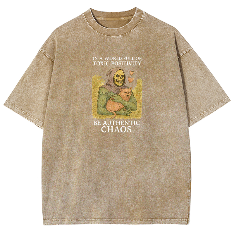 Toxic Positivity Cat Washed T-shirt