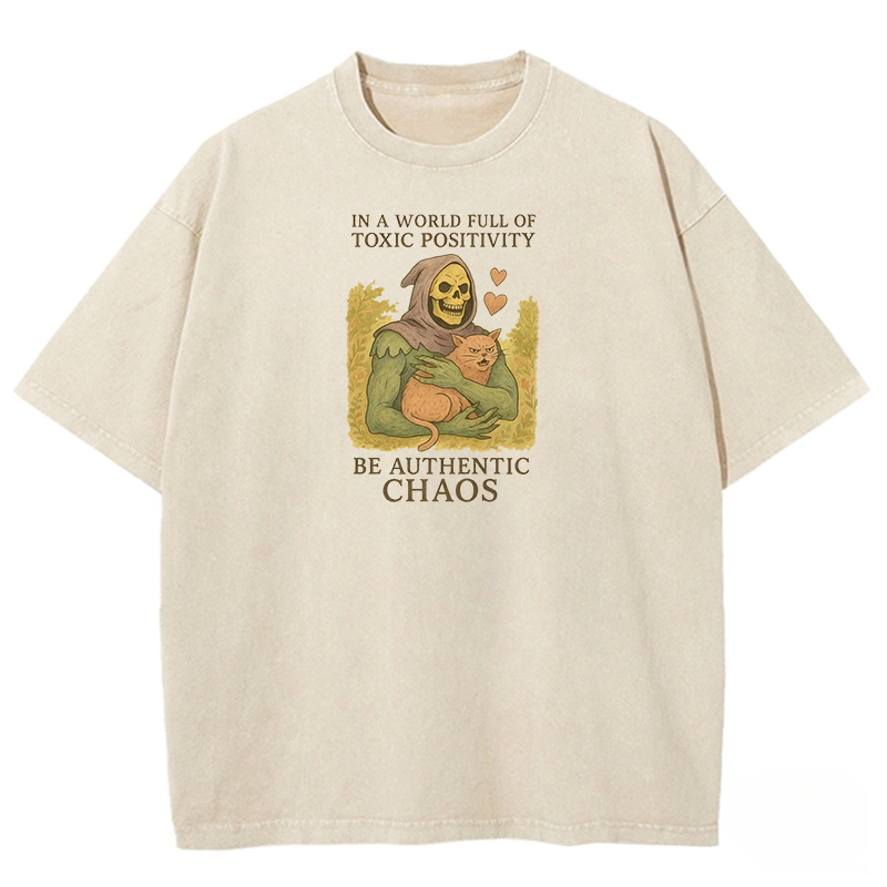 Toxic Positivity Cat Washed T-shirt