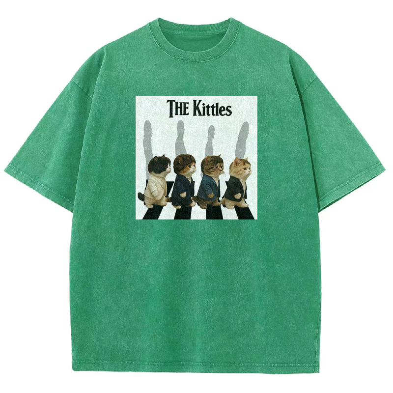 The Meowles - Abbey Paw Washed T-shirt